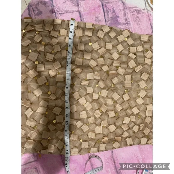 CAROLINA HERRERA silk champagne gold Mix media short sleeves, long gown - Picture 12 of 15